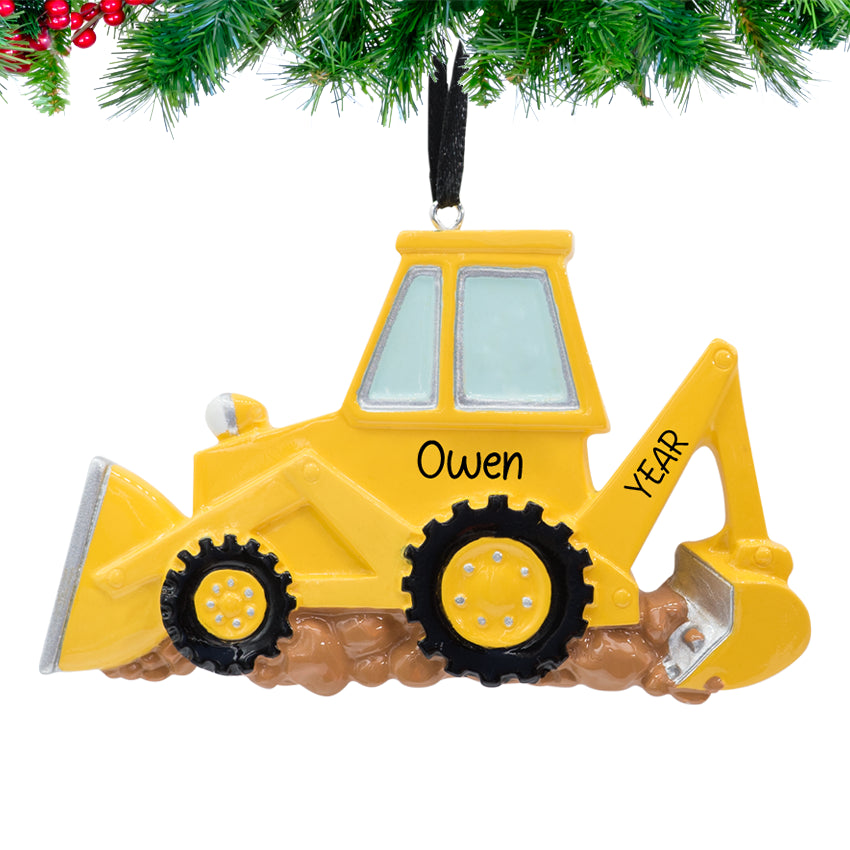 Personalized Backhoe Christmas Ornament