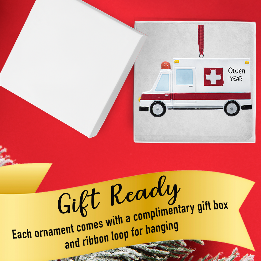 Personalized Ambulance Christmas Ornament