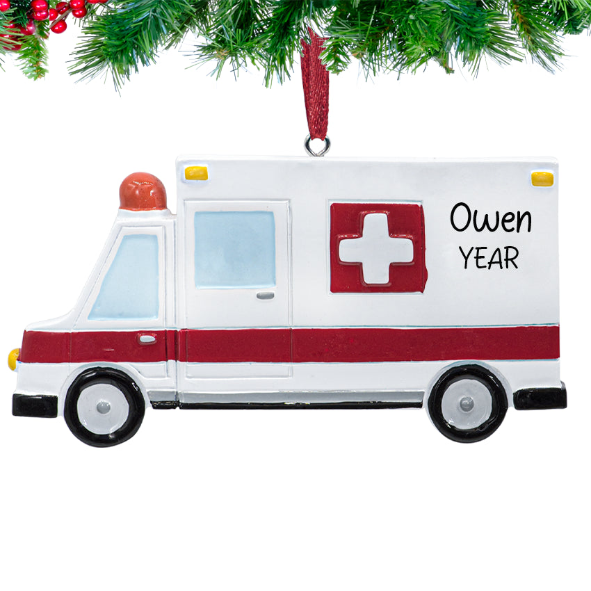 Personalized Ambulance Christmas Ornament