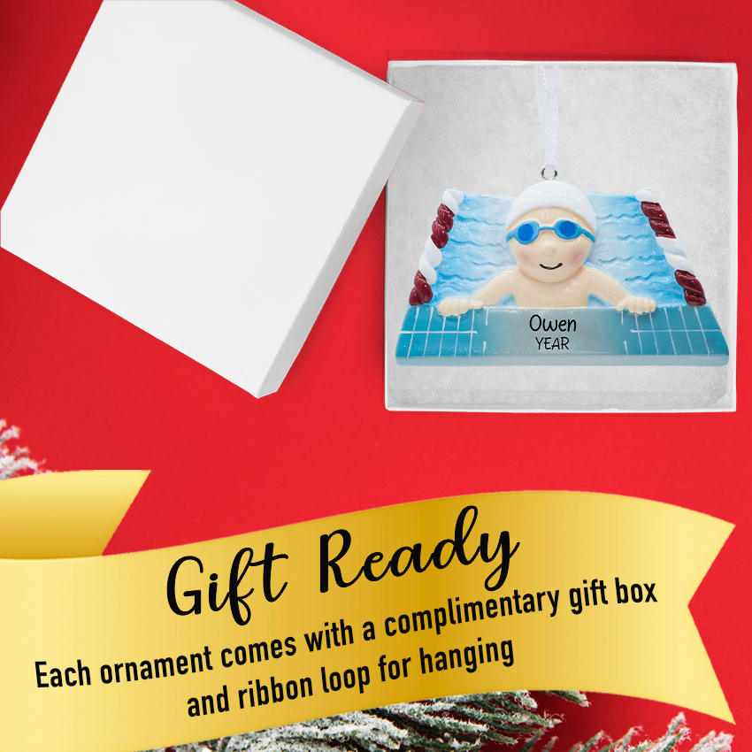 Personalized Swimming Christmas Ornament / Swimmer Boy 2025