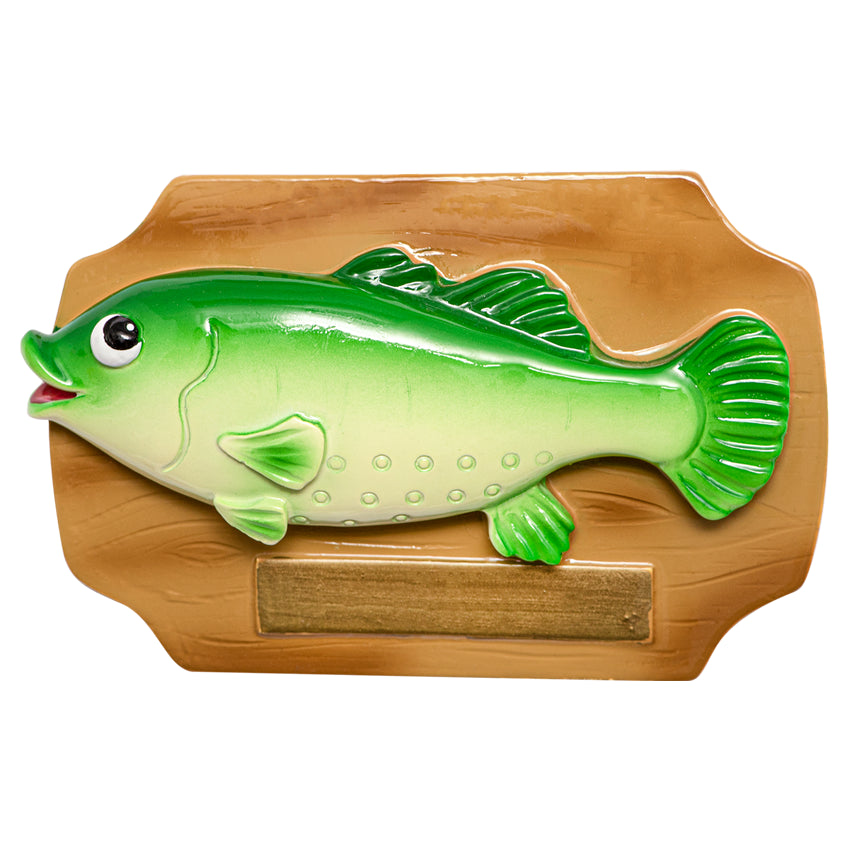 Personalized Fish Bass on Plaque Christmas Ornament