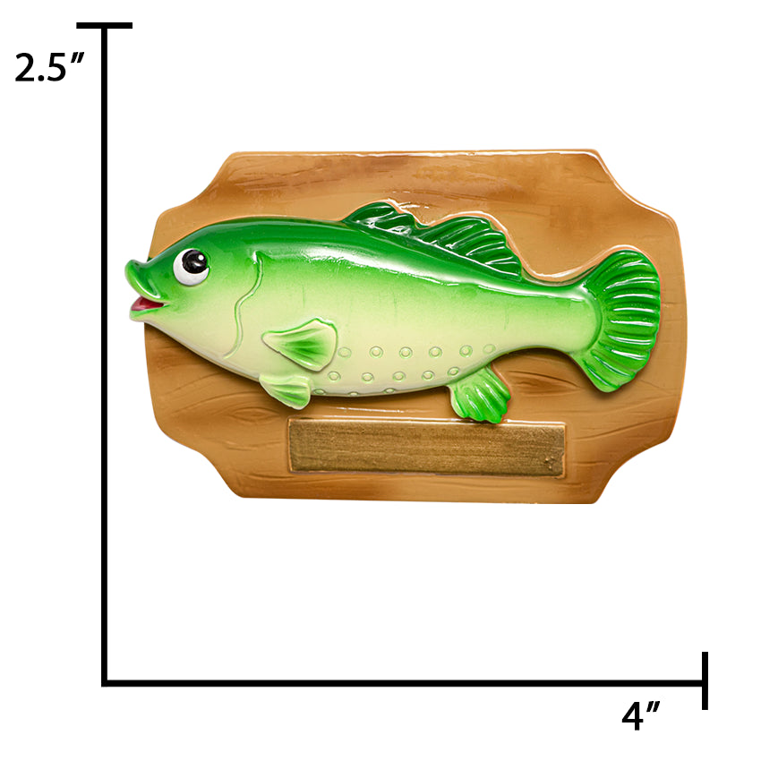 Personalized Fish Bass on Plaque Christmas Ornament