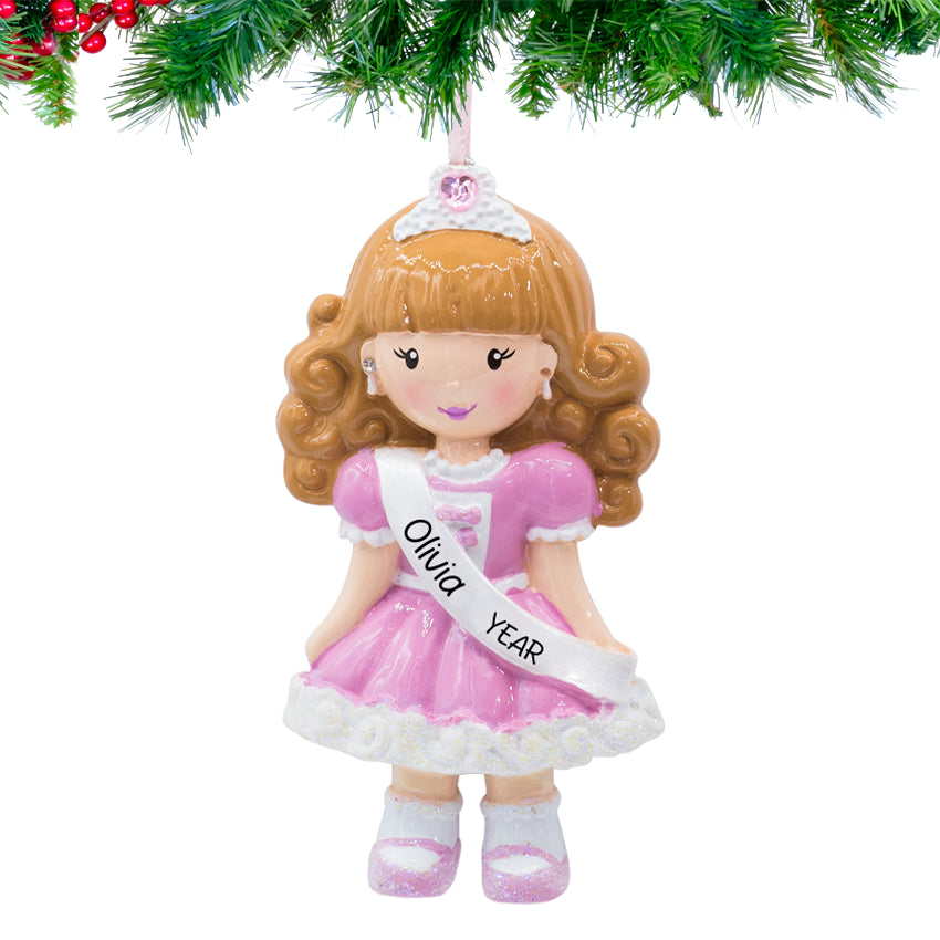 Custom pageant girl ornament Customized name & year