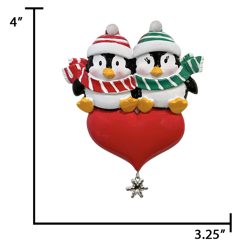 Custom Penguin Couple Christmas Tree Ornament