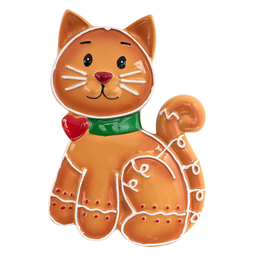 Personalized Gingerbread Cat Christmas Ornament