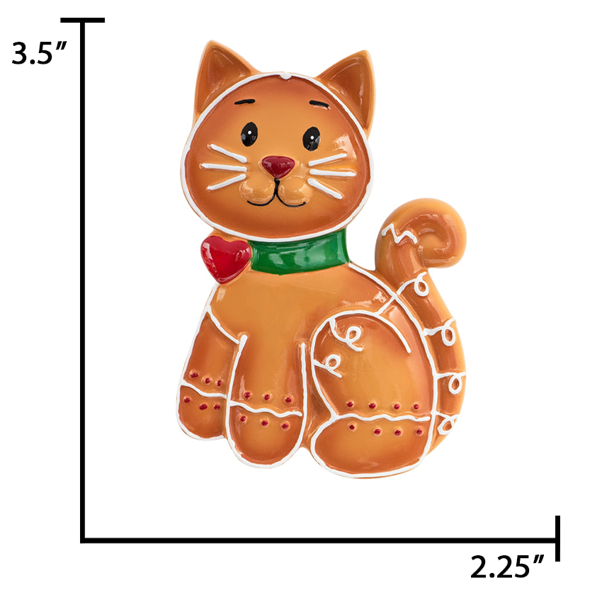 Personalized Gingerbread Cat Christmas Ornament