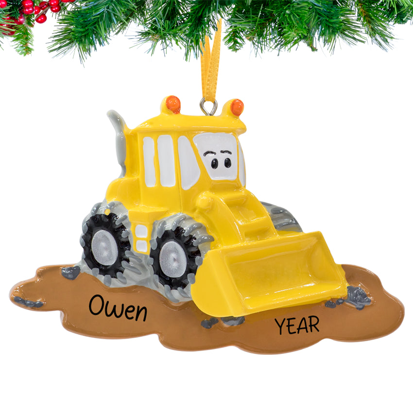 Personalized Bulldozer Christmas Ornament
