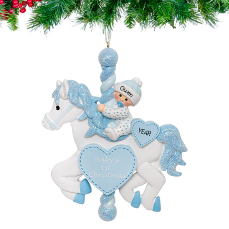 Personalized baby's first Christmas ornaments with custom names and designs, ideal for celebrations.