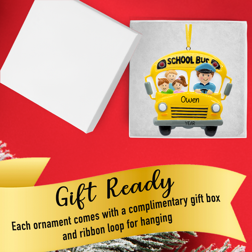 Personalized School Bus Christmas Ornament