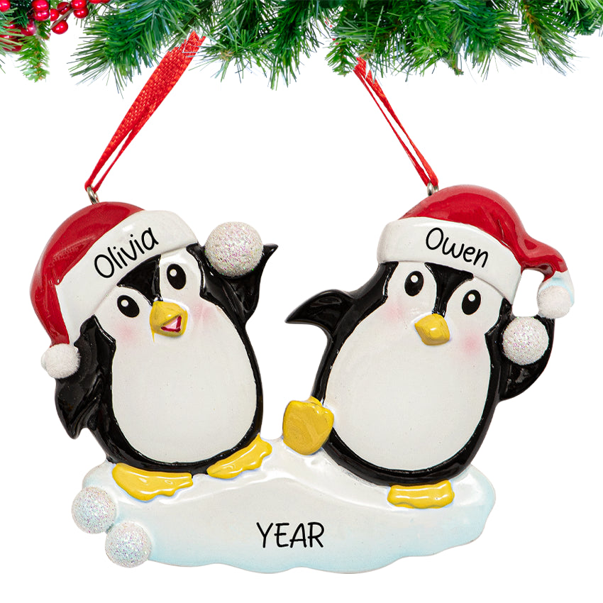 penguin couples custom text custom year for married engaged couples