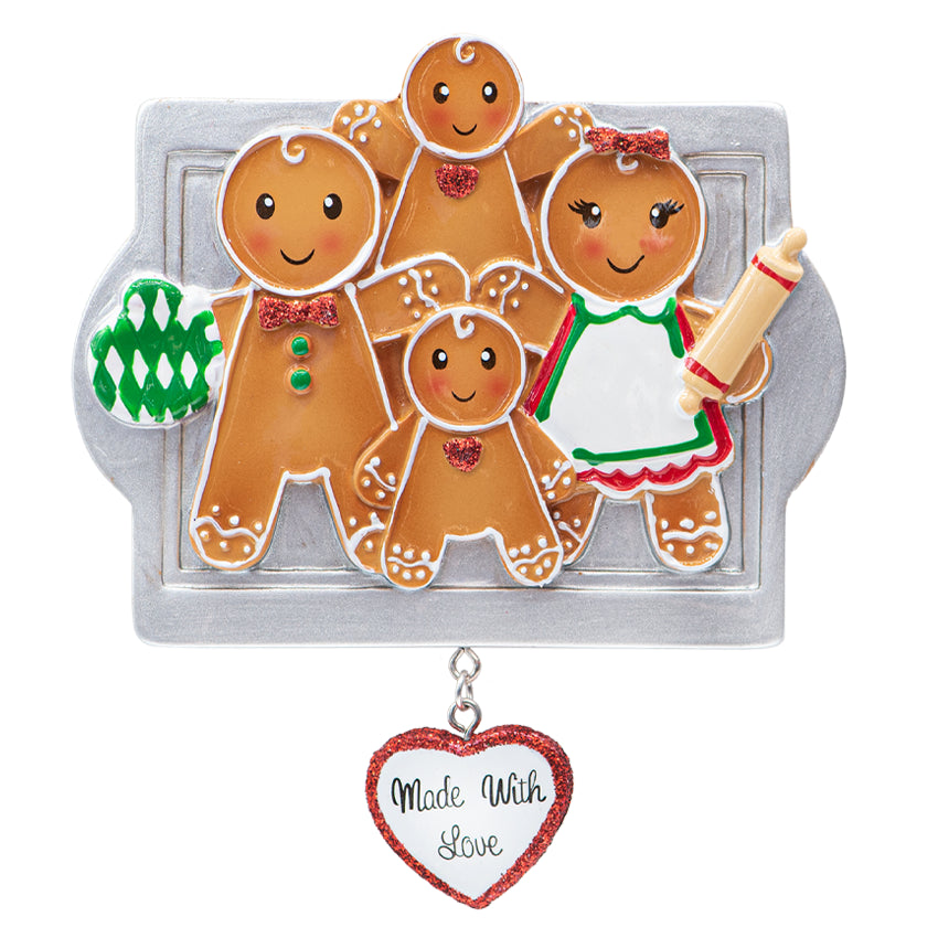 Personalized Made with Love Family of 4 Christmas Ornament