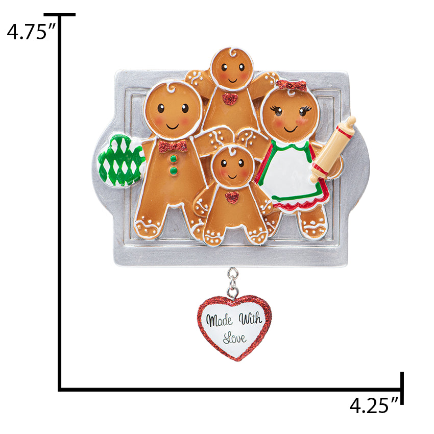 Personalized Made with Love Family of 4 Christmas Ornament