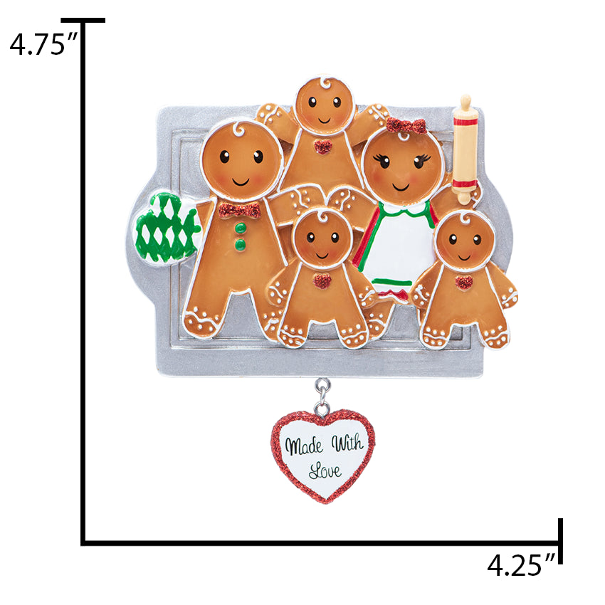Personalized Made with Love Family of 5 Christmas Ornament