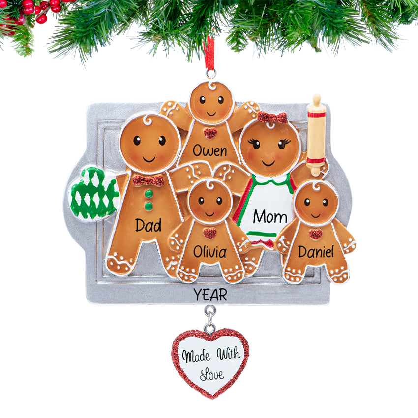Personalized Made with Love Family of 5 Christmas Ornament