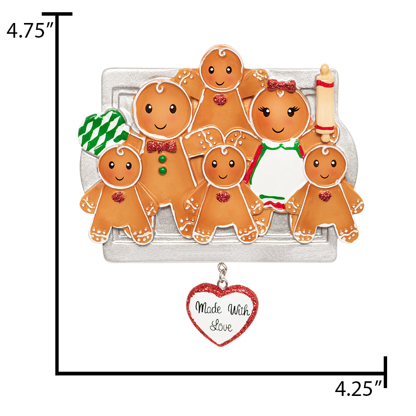 Personalized Made with Love Family of 6 Christmas Ornament