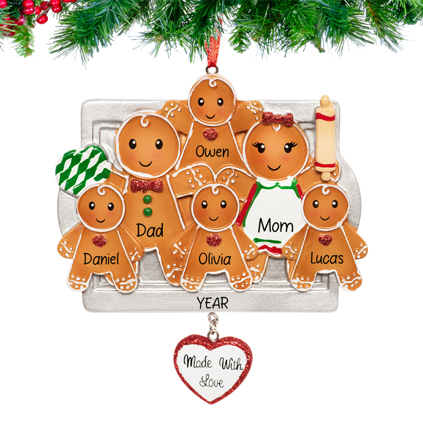 Personalized Made with Love Family of 6 Christmas Ornament