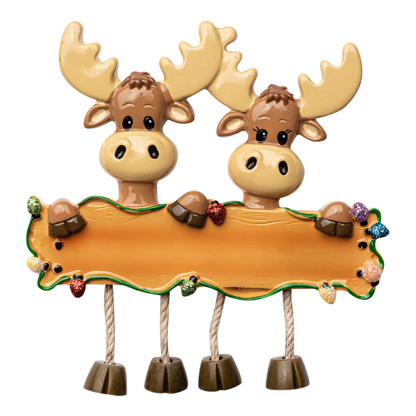 Personalized Moose Couple Christmas Ornament 2025