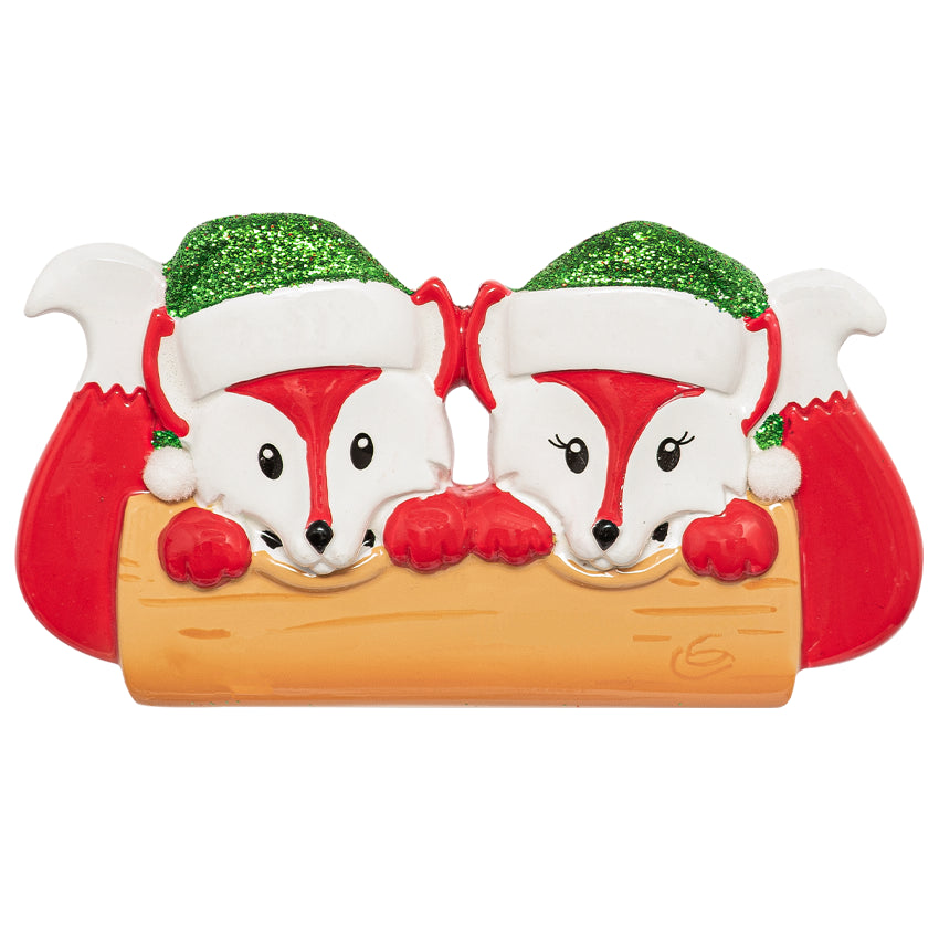 Personalized Our First Christmas Together Ornament - Red Fox Couple