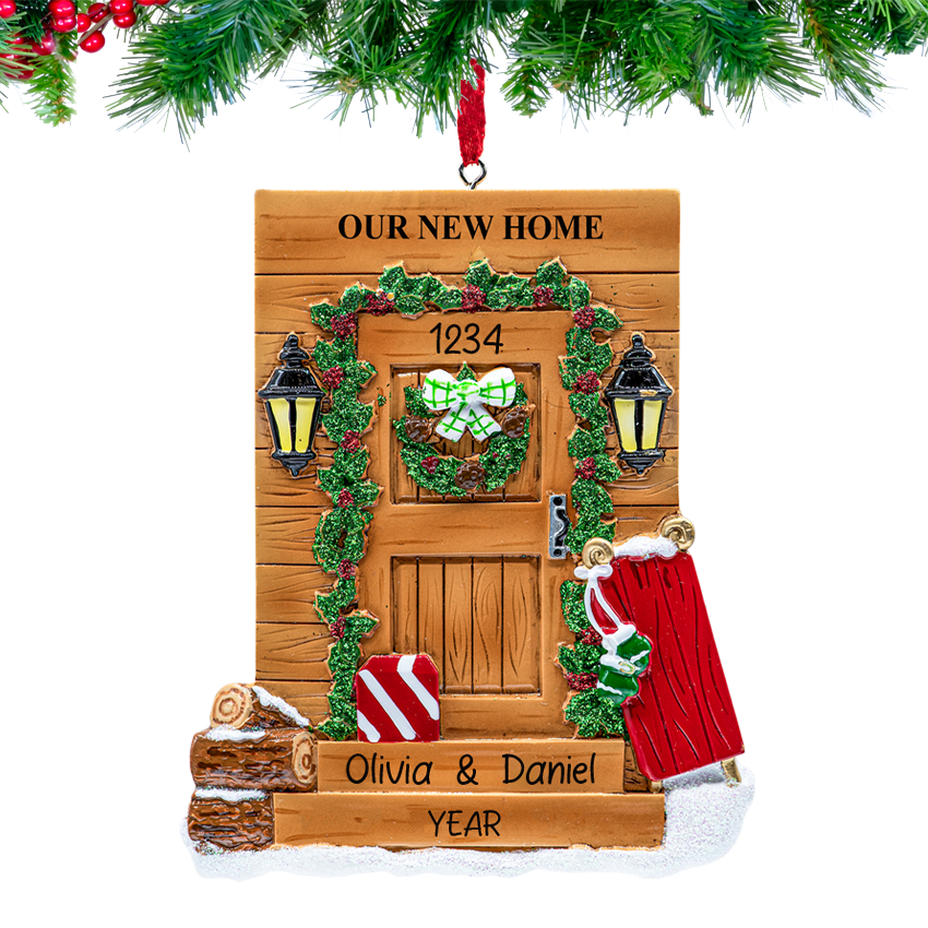 Personalized New Home / Rustic Door Christmas Ornament