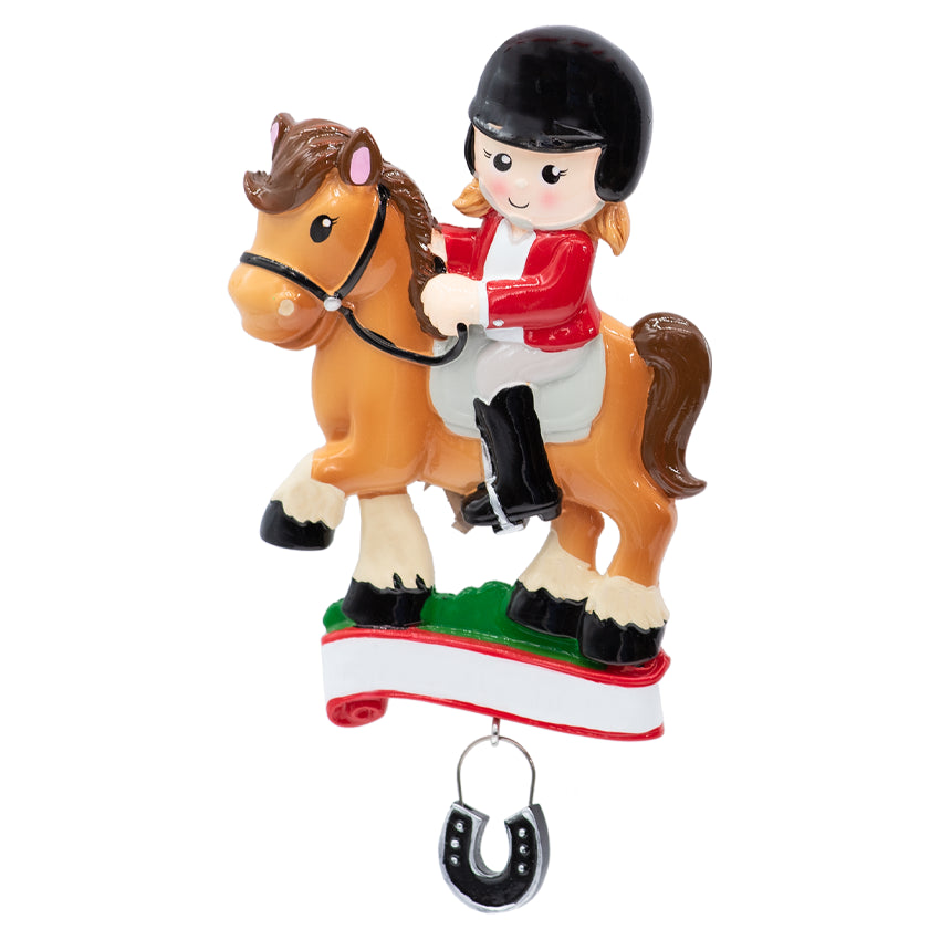 Personalized Horseback Riding Girl Christmas Ornament