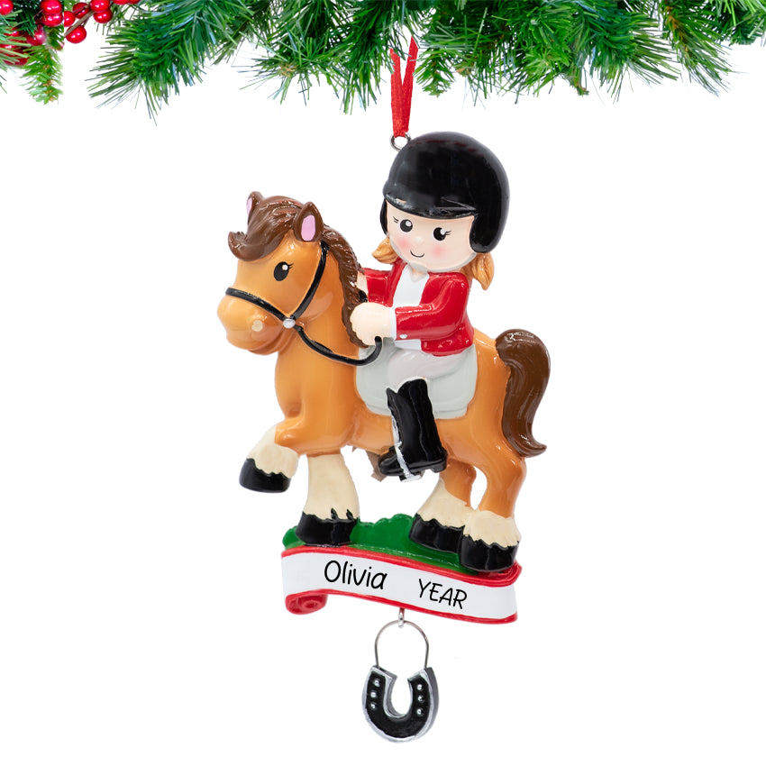 Personalized Horseback Riding Girl Christmas Ornament