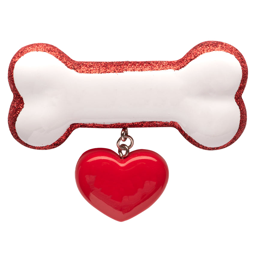 Personalized Dog Bone Christmas Ornament with Heart