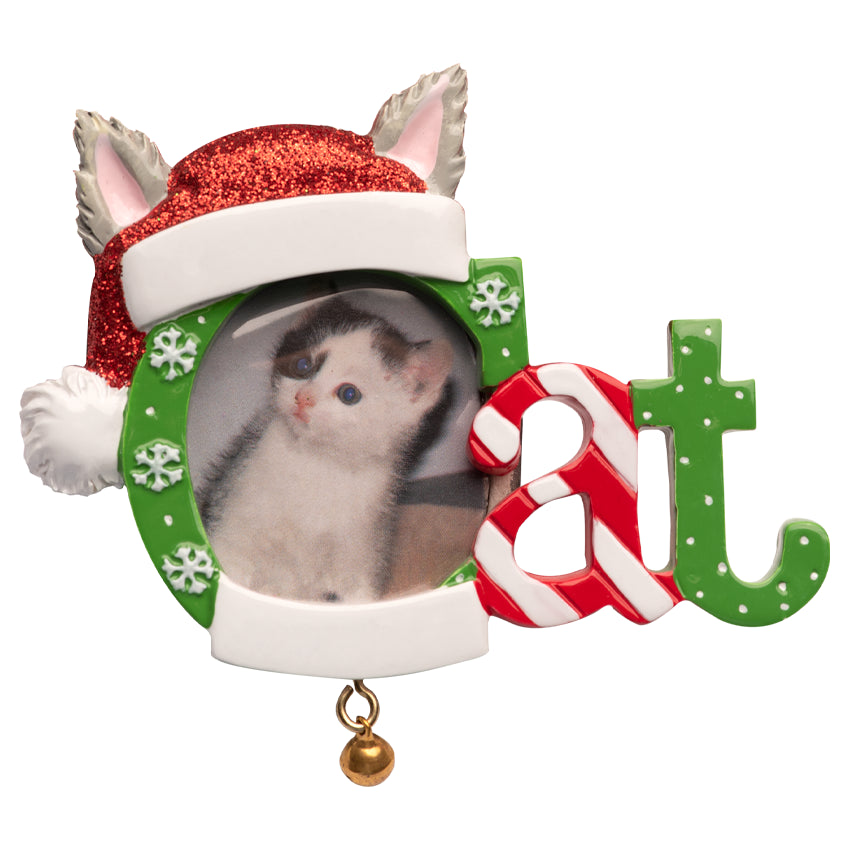 Custom Cat Photo Frame Christmas Ornament
