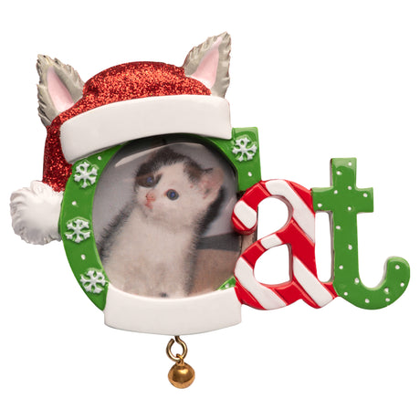 Custom Cat Photo Frame Christmas Ornament