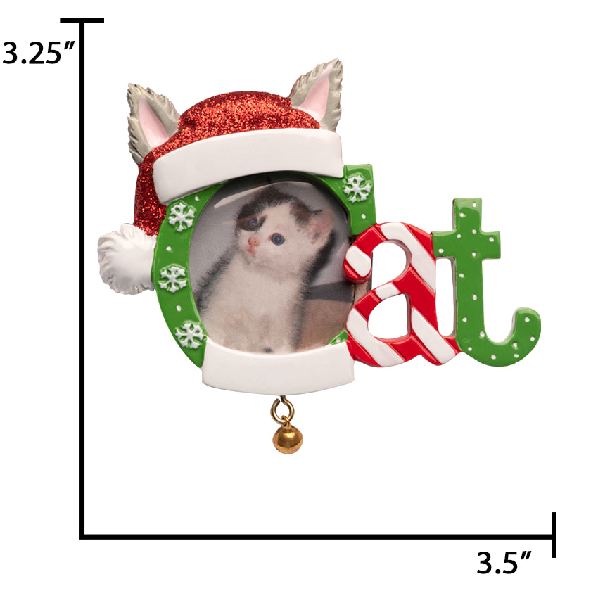 Custom Cat Photo Frame Christmas Ornament