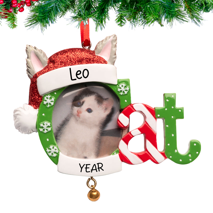 Custom Cat Photo Frame Christmas Ornament