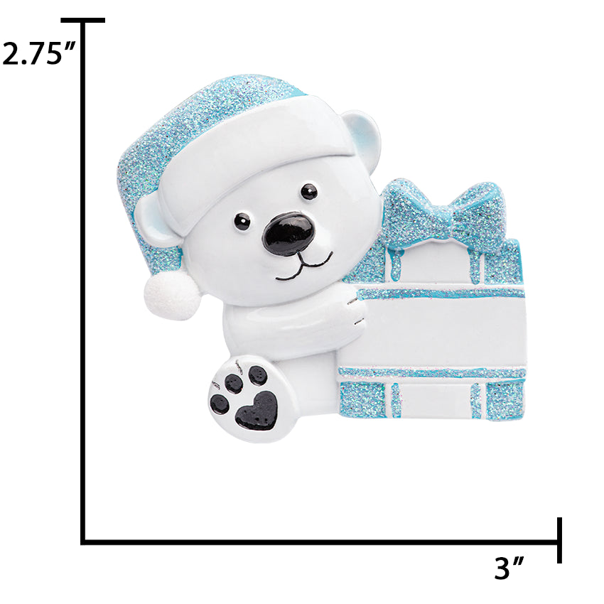 Personalized Baby's First Christmas Ornament Boy - Baby Bear
