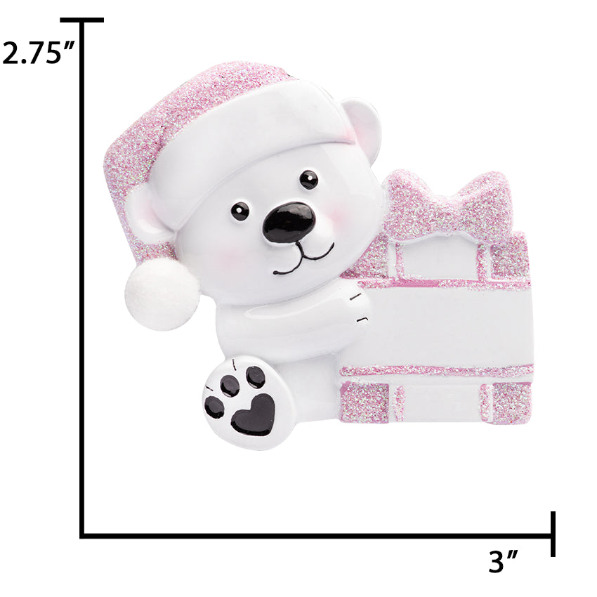 Personalized Baby's First Christmas Ornament Girl - Baby Bear