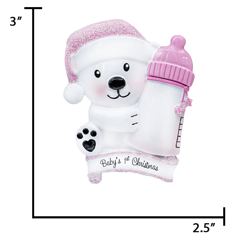 Custom My Baby's First Christmas Ornament - Baby Girl with Bottle