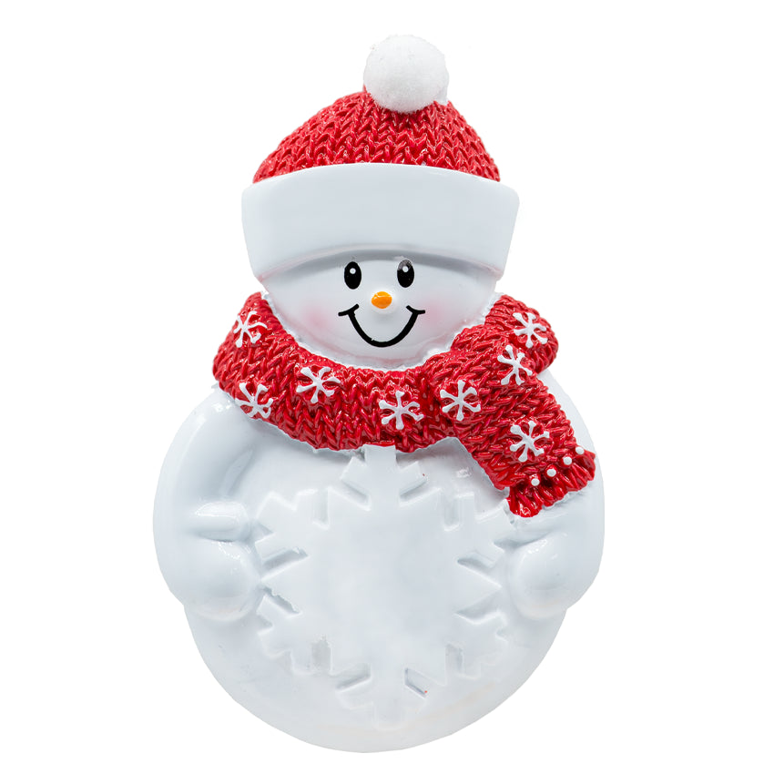 Snowman with Snowflake Personalized Christmas Ornament