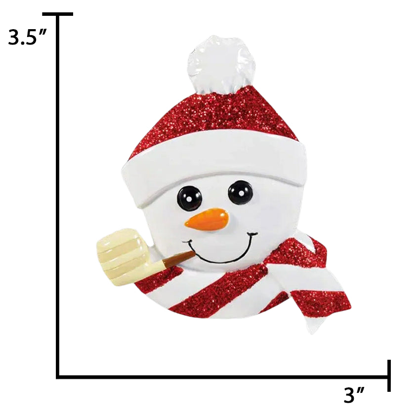 Personalized Snowman Head with Pipe Christmas Ornament