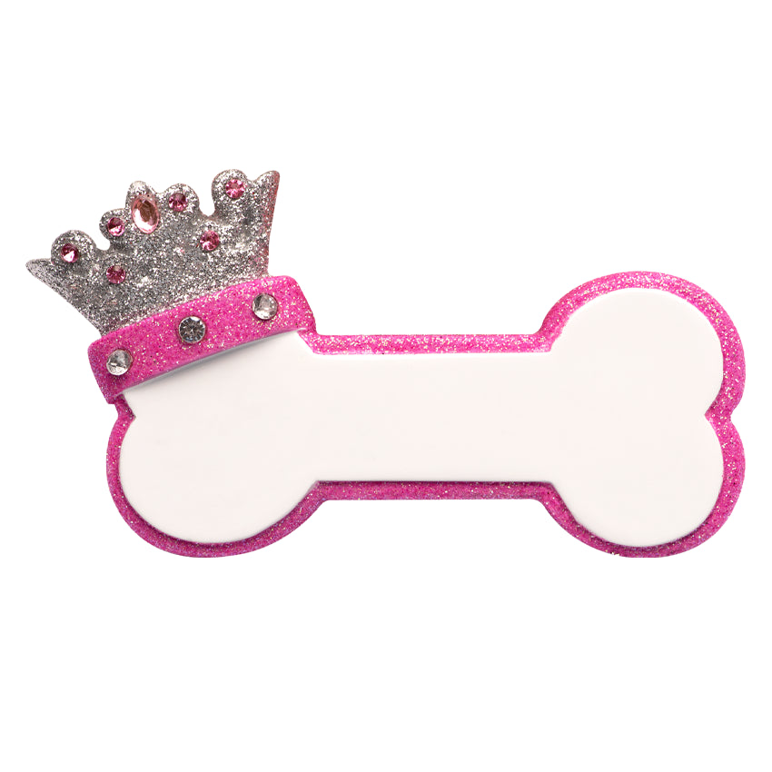 Personalized Princess Dog Bone with Crown Christmas Ornament