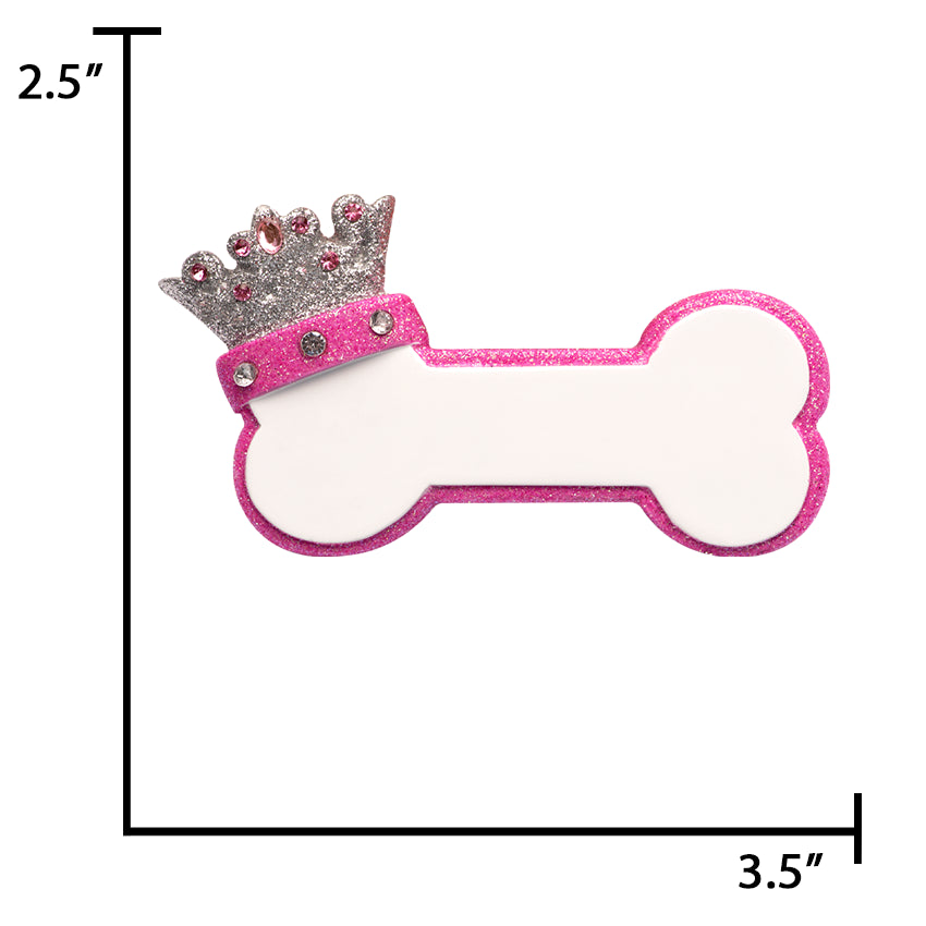 Personalized Princess Dog Bone with Crown Christmas Ornament