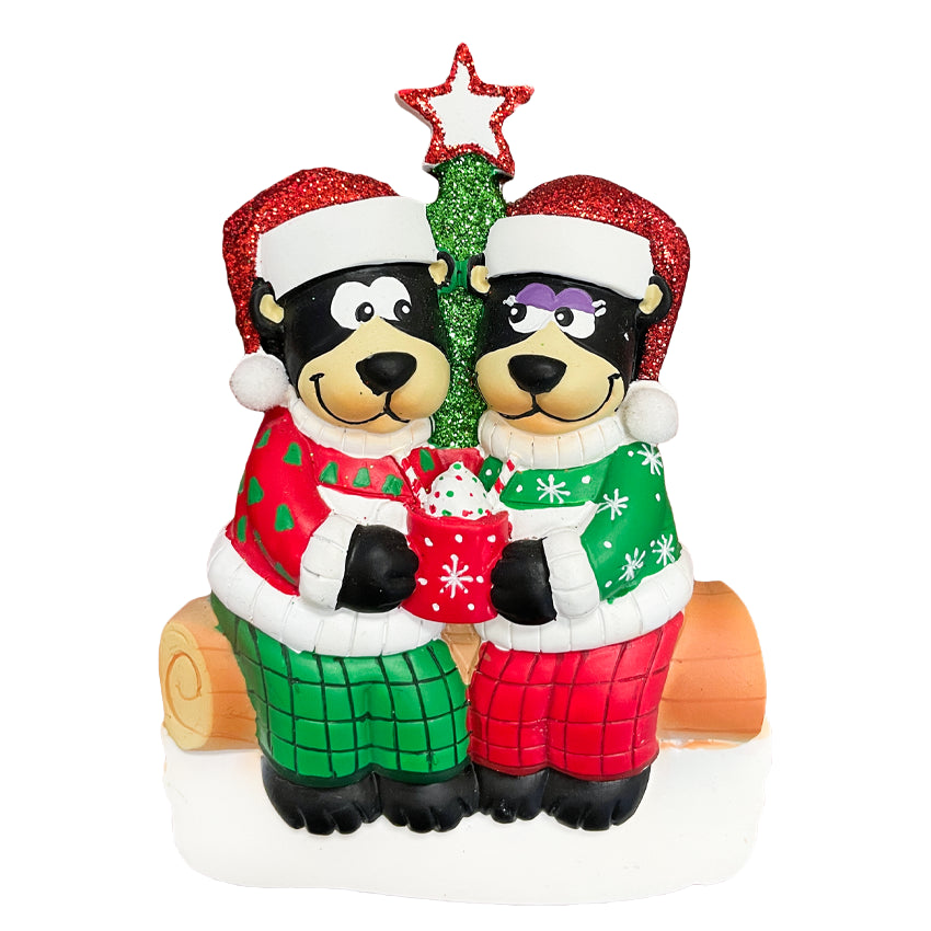 Personalized Black Bear Couple Ornament - Our First Christmas Together Gift