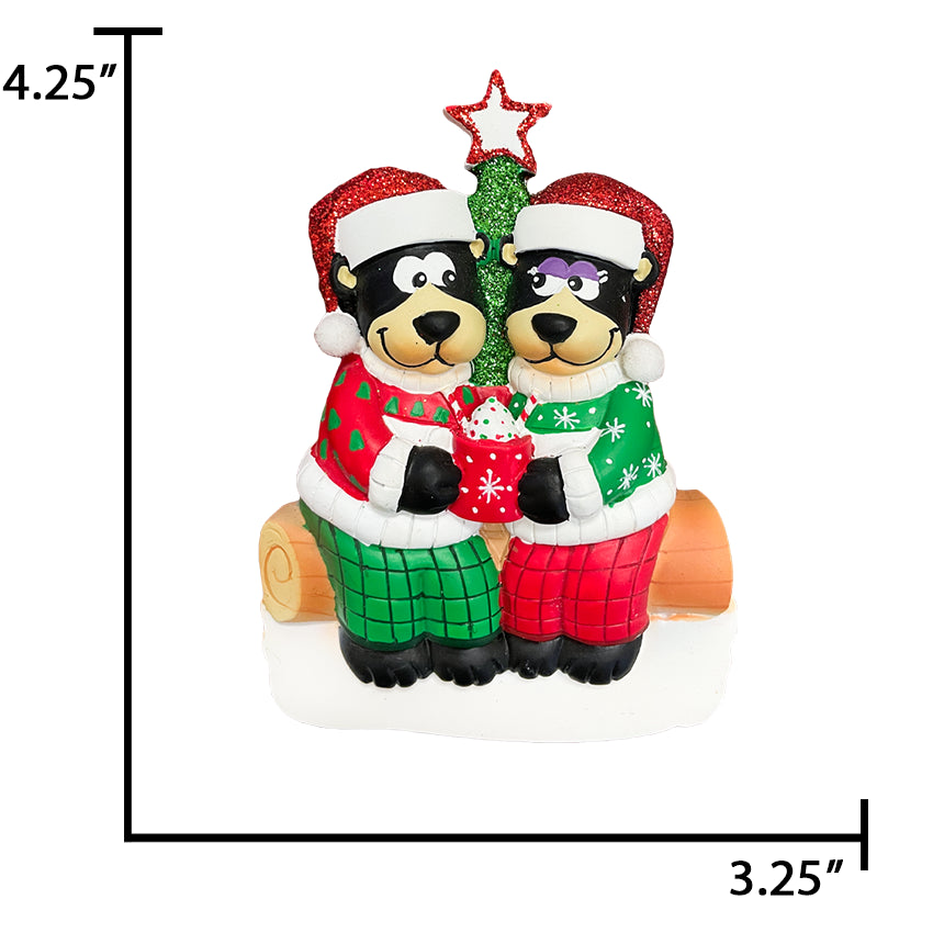 Personalized Black Bear Couple Ornament - Our First Christmas Together Gift