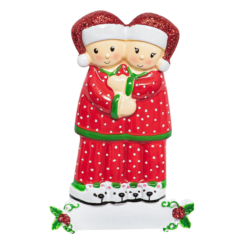 Personalized Red Pajama Couple - Our First Christmas Together Ornament