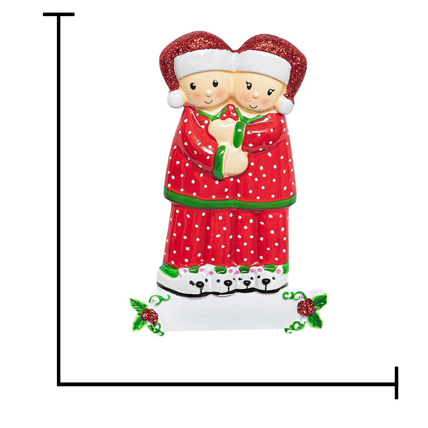 Personalized Red Pajama Couple - Our First Christmas Together Ornament