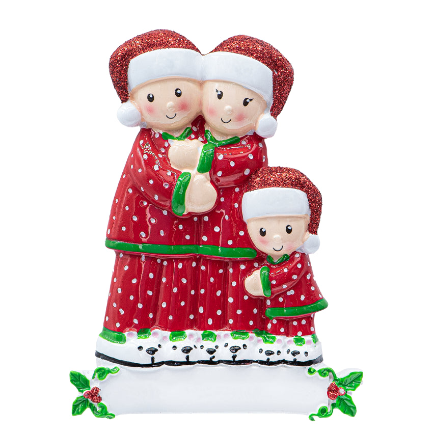 Personalized Pajama Family of 3 Christmas Ornament 2025