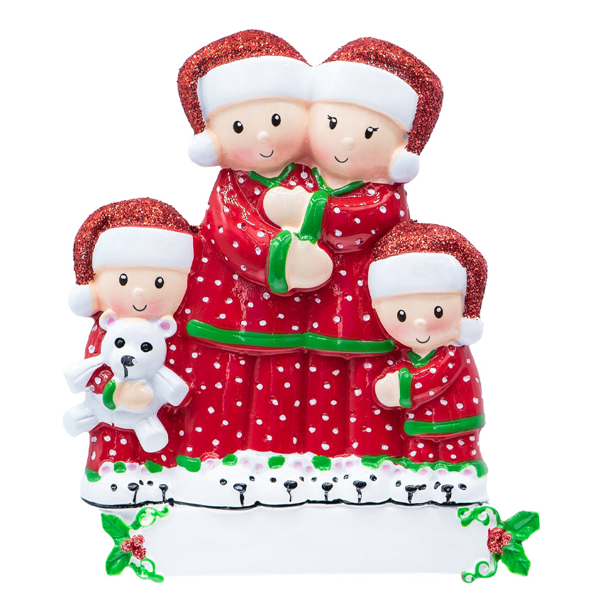 Personalized Pajama Family of 4 Christmas Ornament