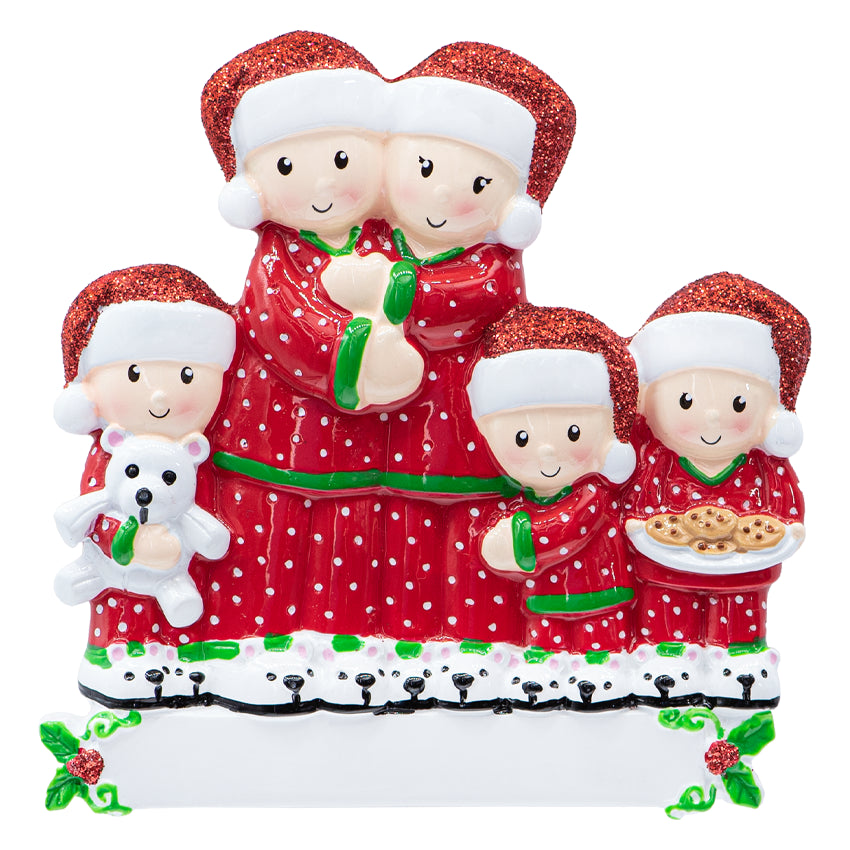 Personalized Pajama Family of 5 Christmas Ornament