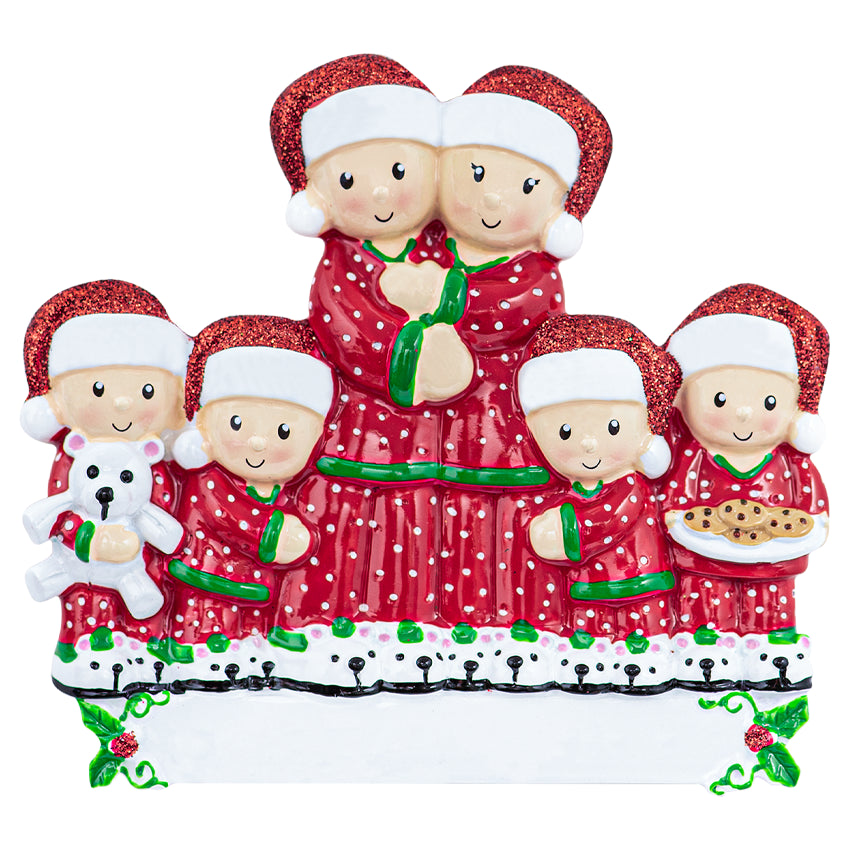 Personalized Pajama Family of 6 Christmas Ornament