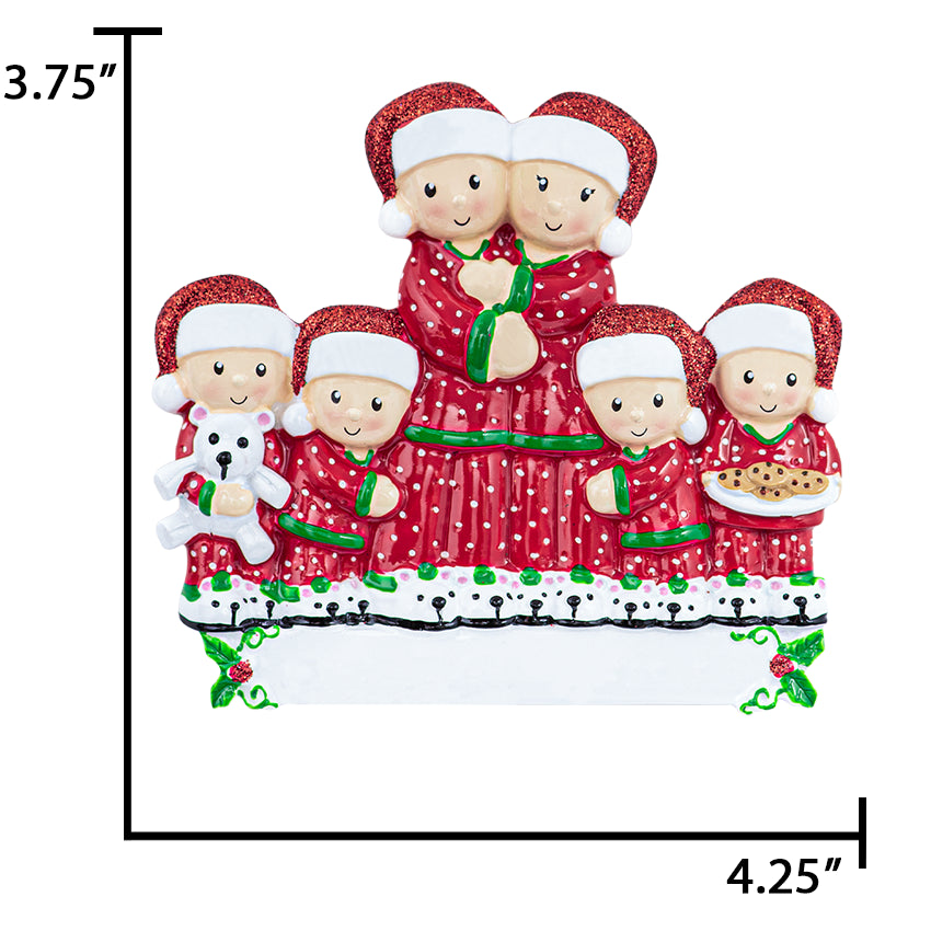 Personalized Pajama Family of 6 Christmas Ornament