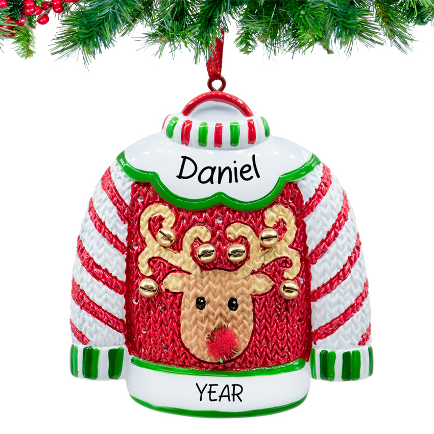 Personalized Ugly Sweater Christmas Ornament