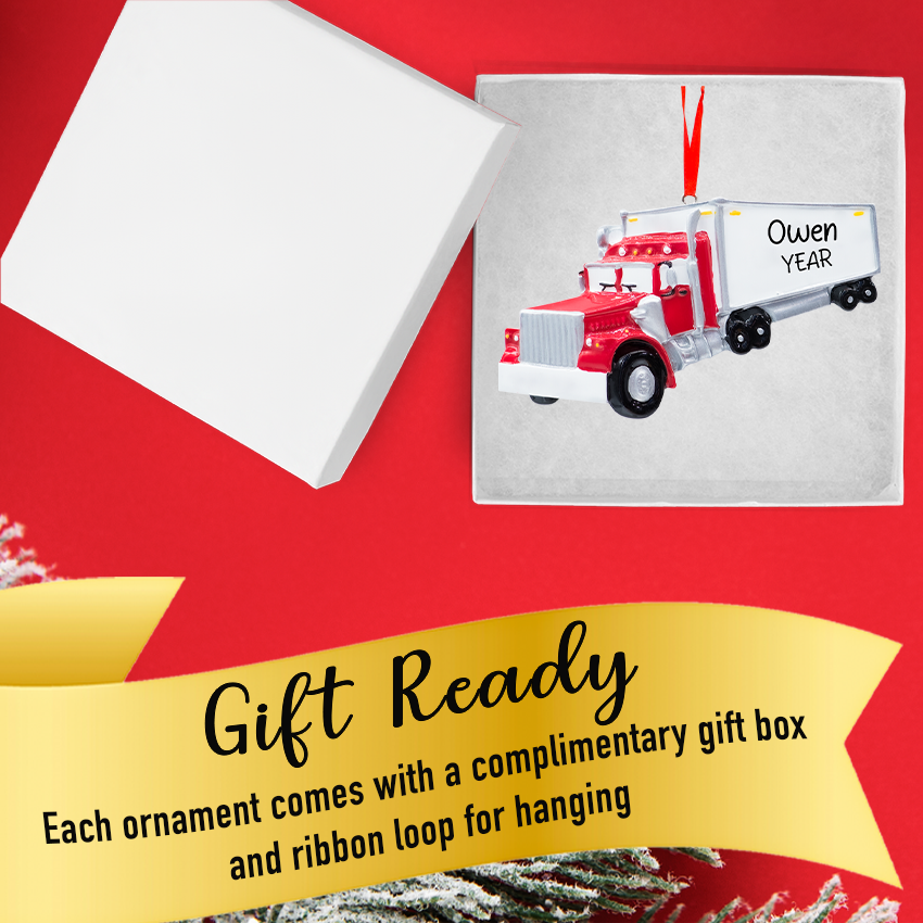 Personalized Semi Truck Christmas Ornament - Semi Trailer