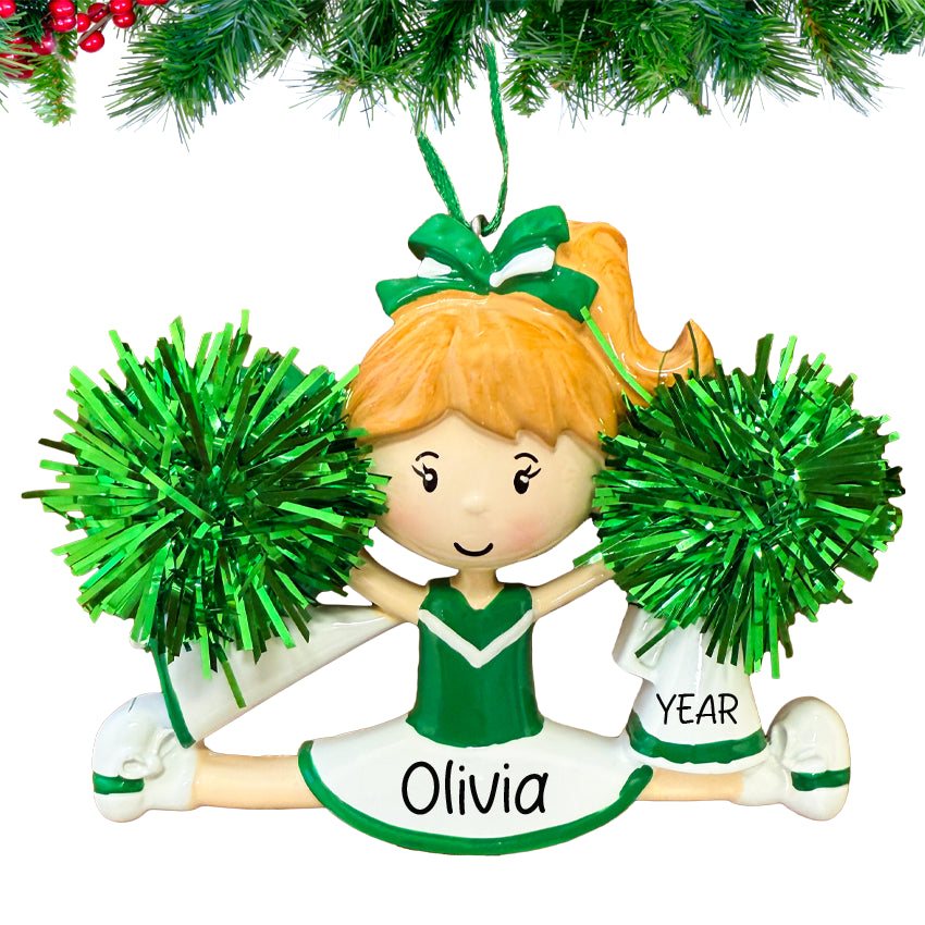 Personalized Christmas Cheerleader Ornament - Green 2025