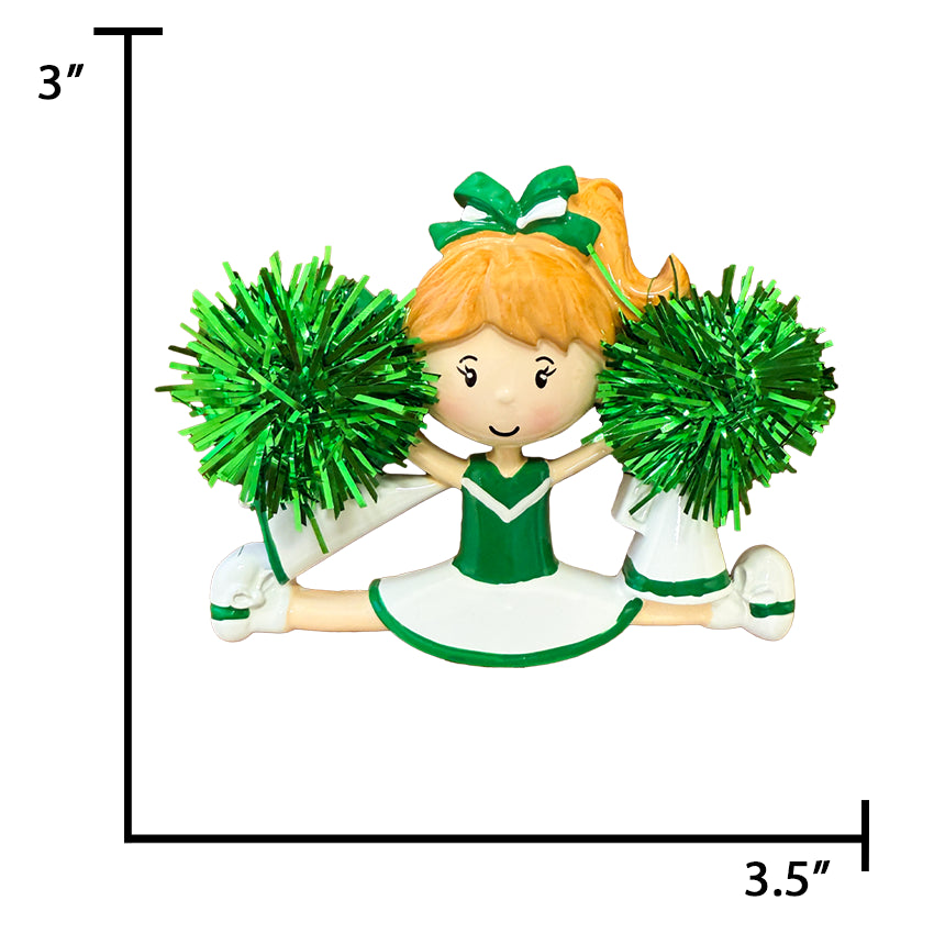 Personalized Christmas Cheerleader Ornament - Green 2025